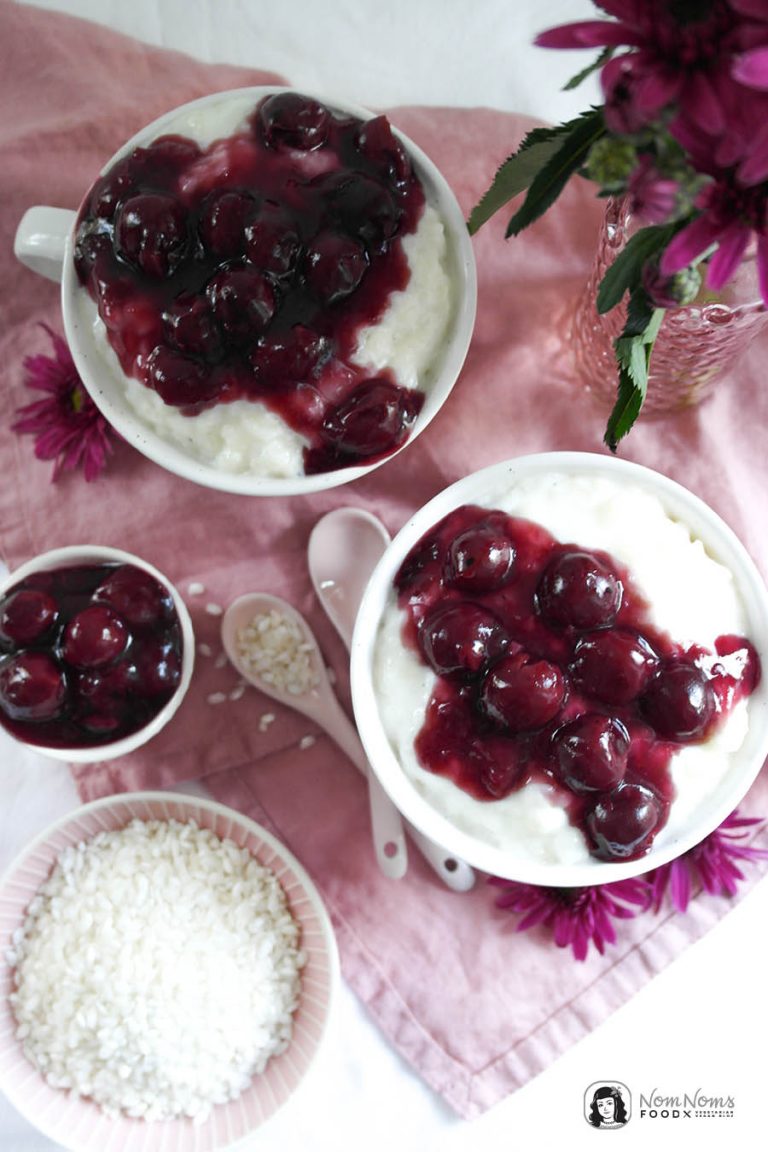 Omas schneller cremiger Milchreis mit Kirsch-Kompott - Nom Noms food