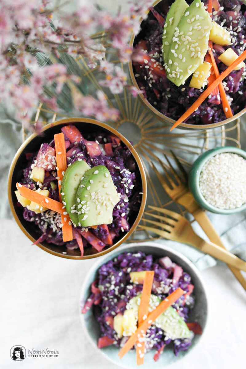 Asiatischer Rotkohl-Salat mit Mango, Avocado und Sesam - Nom Noms food