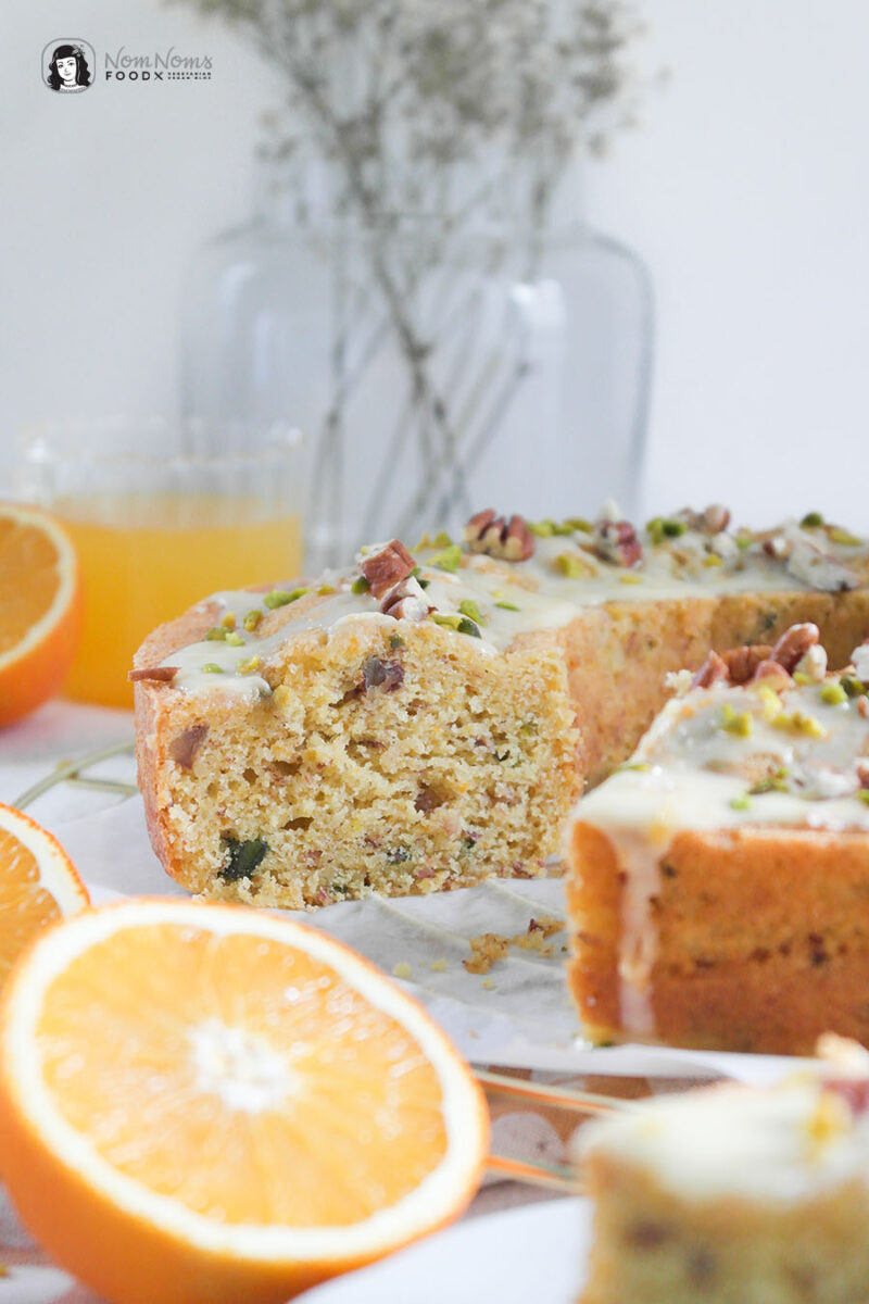 Veganer sizilianischer Orangenkuchen mit Pistazien und Pekannüssen ...