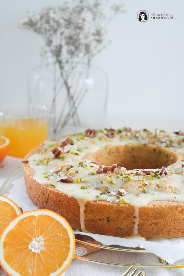 Veganer sizilianischer Orangenkuchen mit Pistazien und Pekannüssen ...